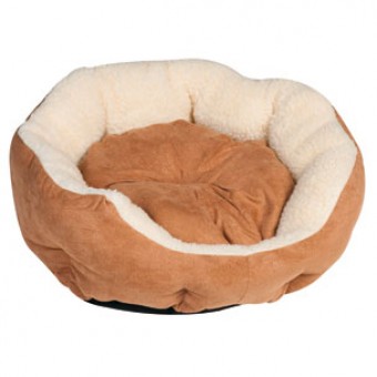 BASKET ROUND BROWN SUEDE 45X40X14CM