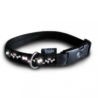 Visiglo Fashion Dog Bone Collar M - Valgustuv kaelarihm koerale